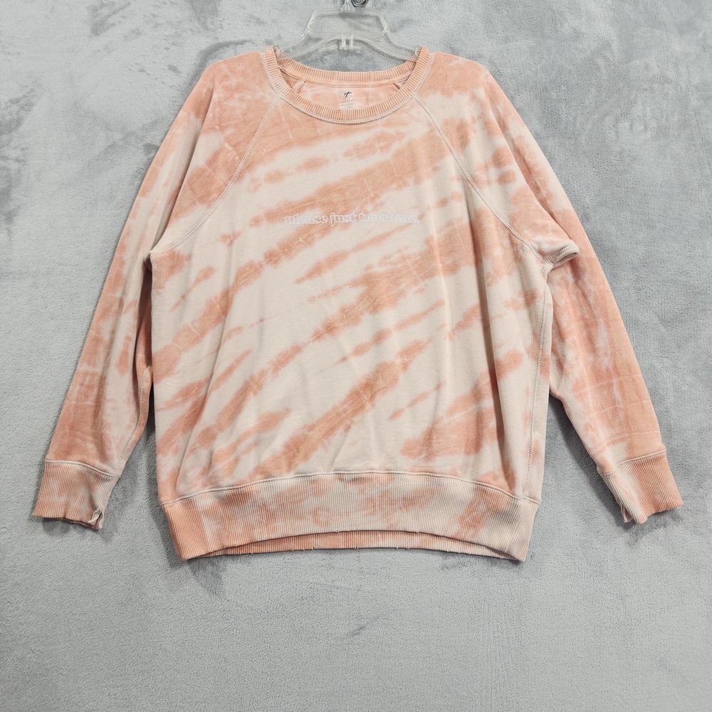 Aerie Sweatshirt Womens M Orange Tie Dye Please Just Trust Me Fleece Of Mind